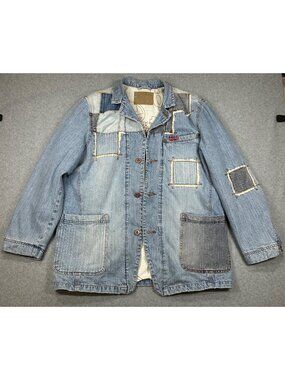 Vintage Pepe Jeans Mens XL Patchwork Denim Jacket Y2K Boro Sashiko Chore Coat